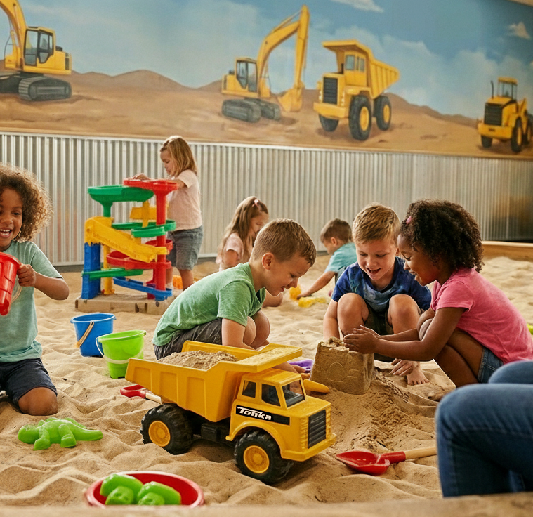 Kids playing in sand